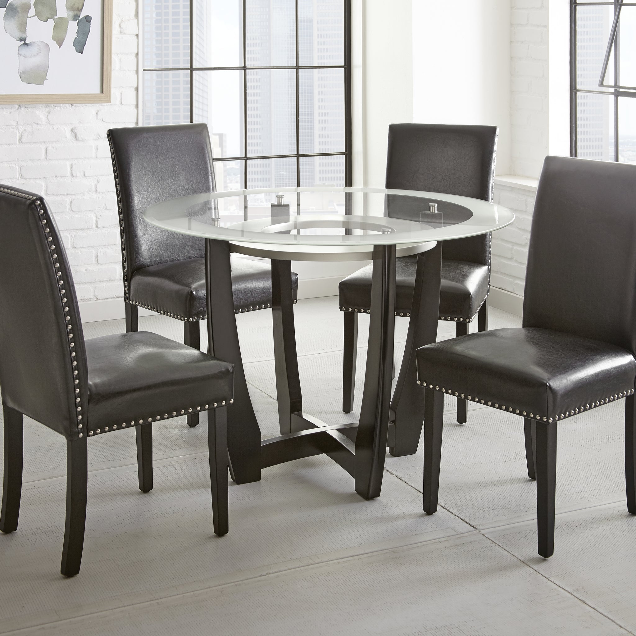 Verano 5 Piece Dining Set 4 Chairs And Table Black Black Wood