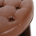 Round Ottoman Light Brown Pu