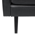 3 Seat Sofa With Wooden Legs, Retro Style For Living Room And Study Black Pu 3 Seat