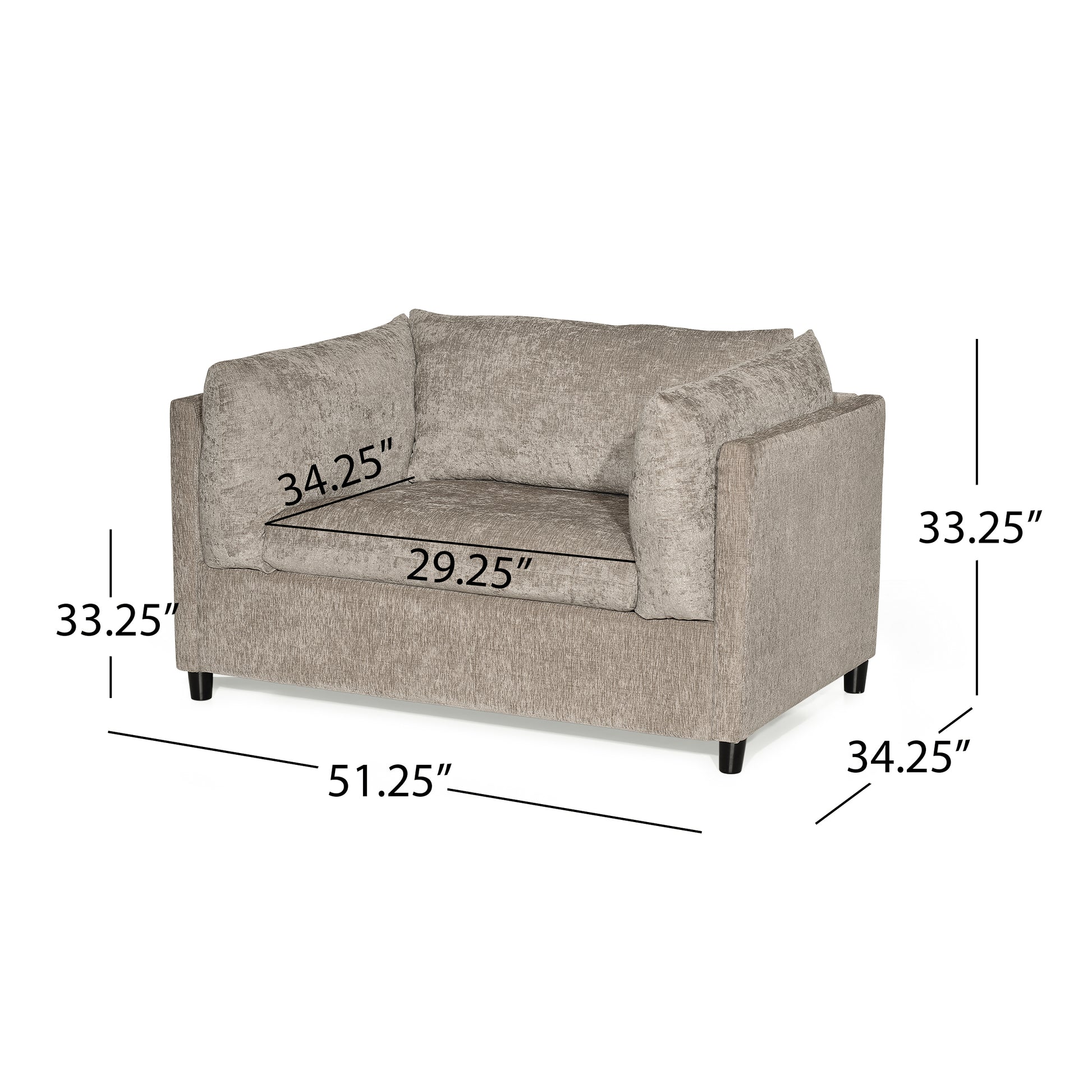 Club Chair Beige Brown Fabric