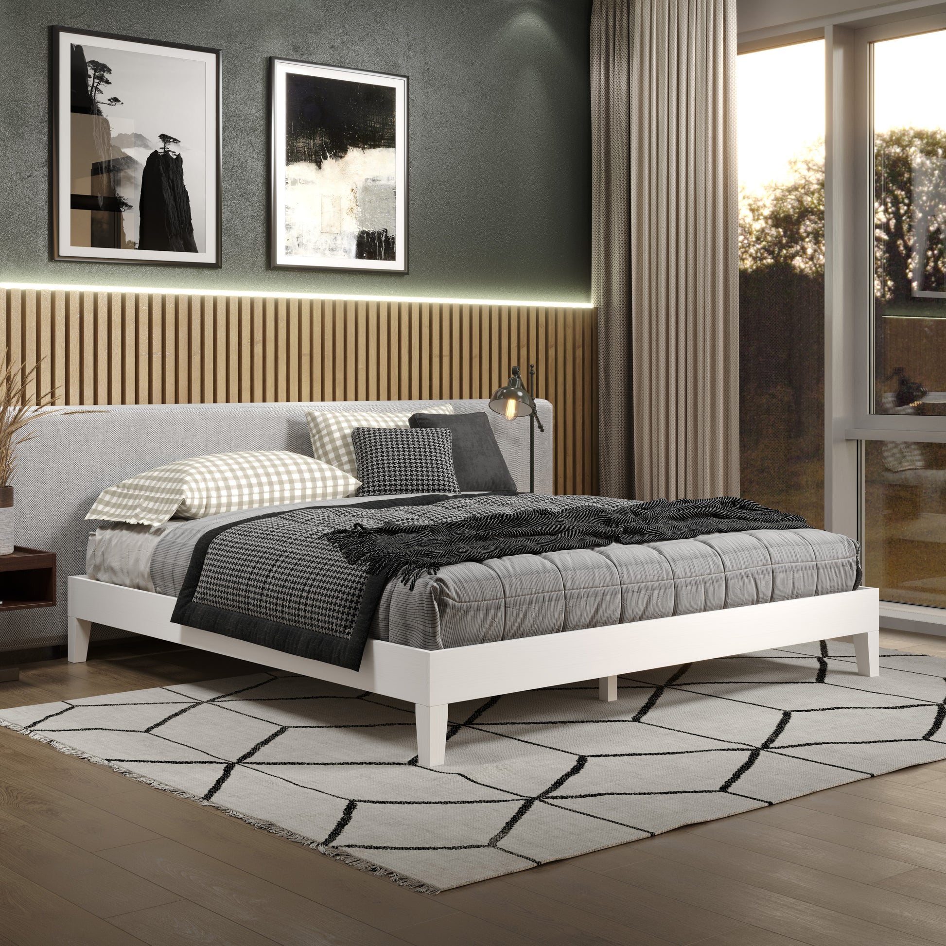 Nix King Platform Bed White King White Wood