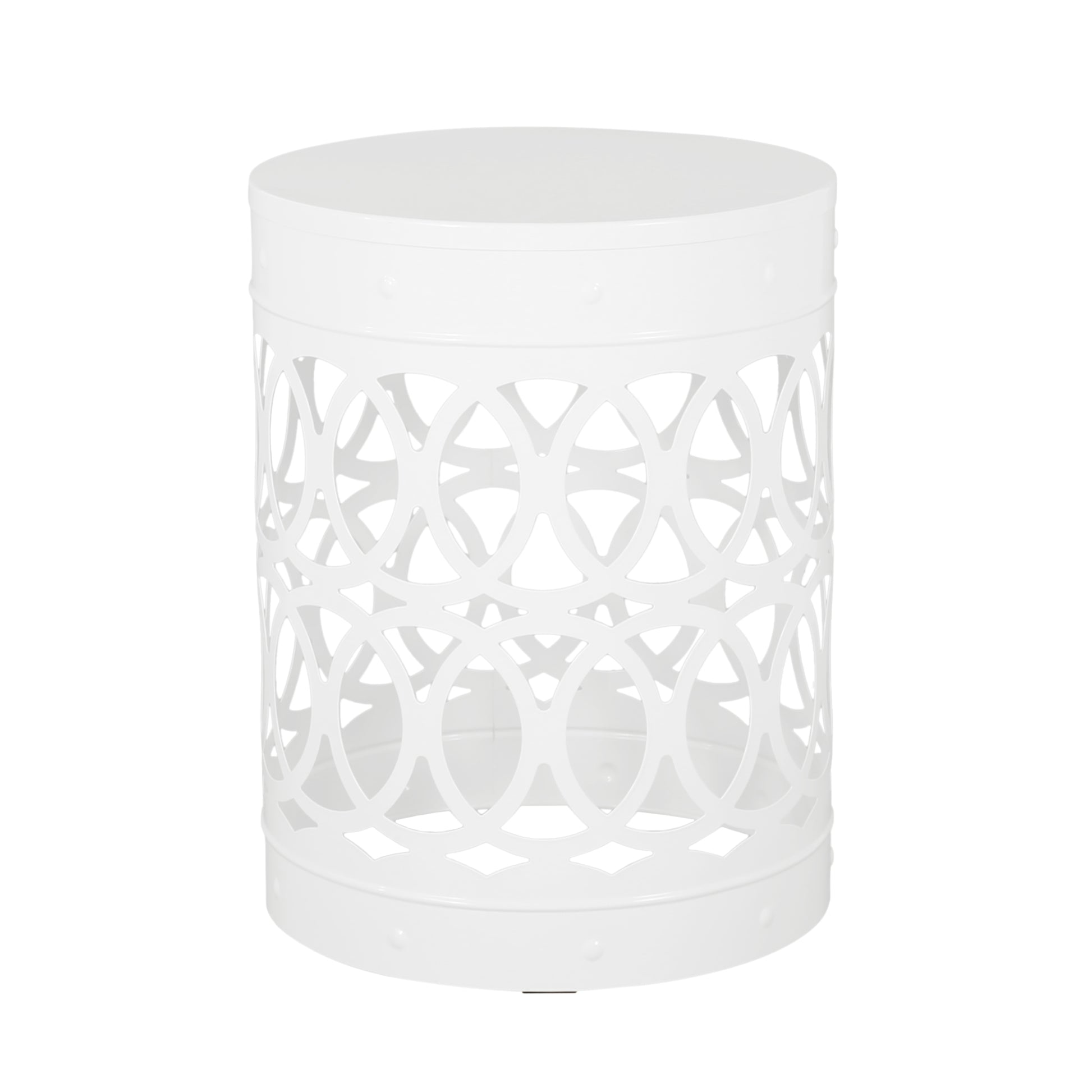 Outdoor Metal S 2 End Table White Iron