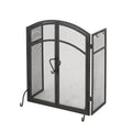 Folding Screen With Doors And 4 Pcs Tool Sets Matte Black Iron