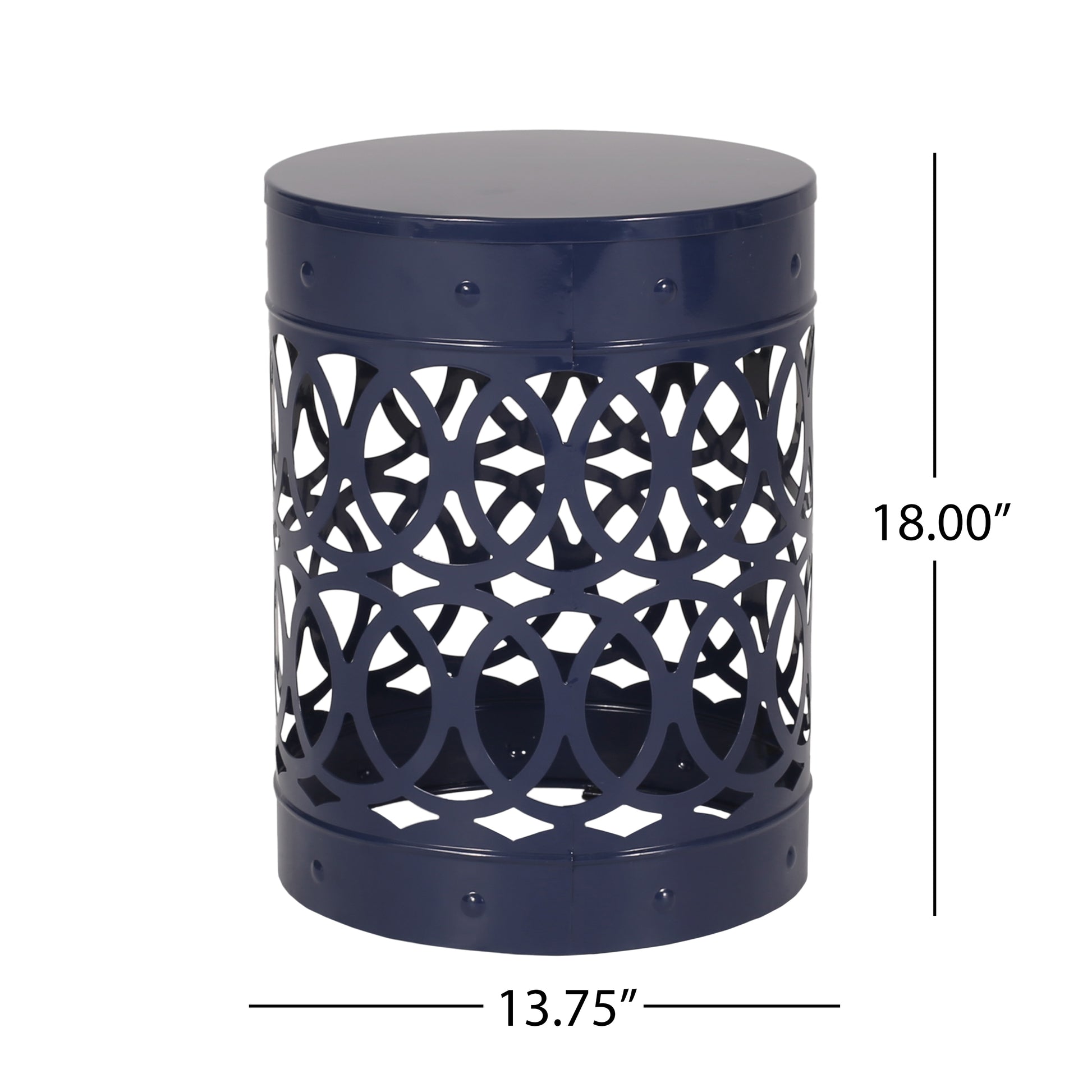 Outdoor Metal End Table Large Navy Blue Iron