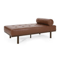 Chaise Lounge Light Brown Pu