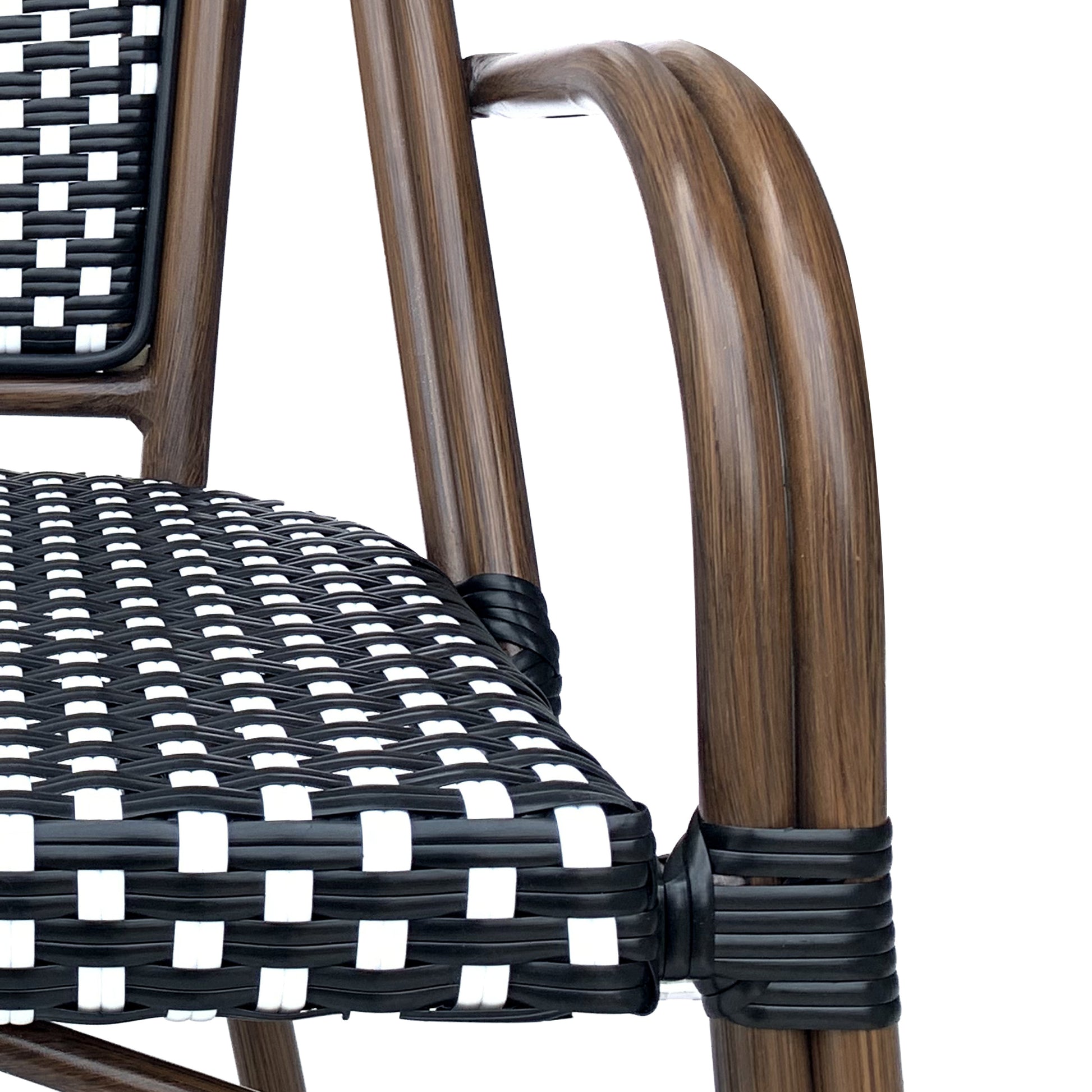 Bistro Chair Black White Rattan