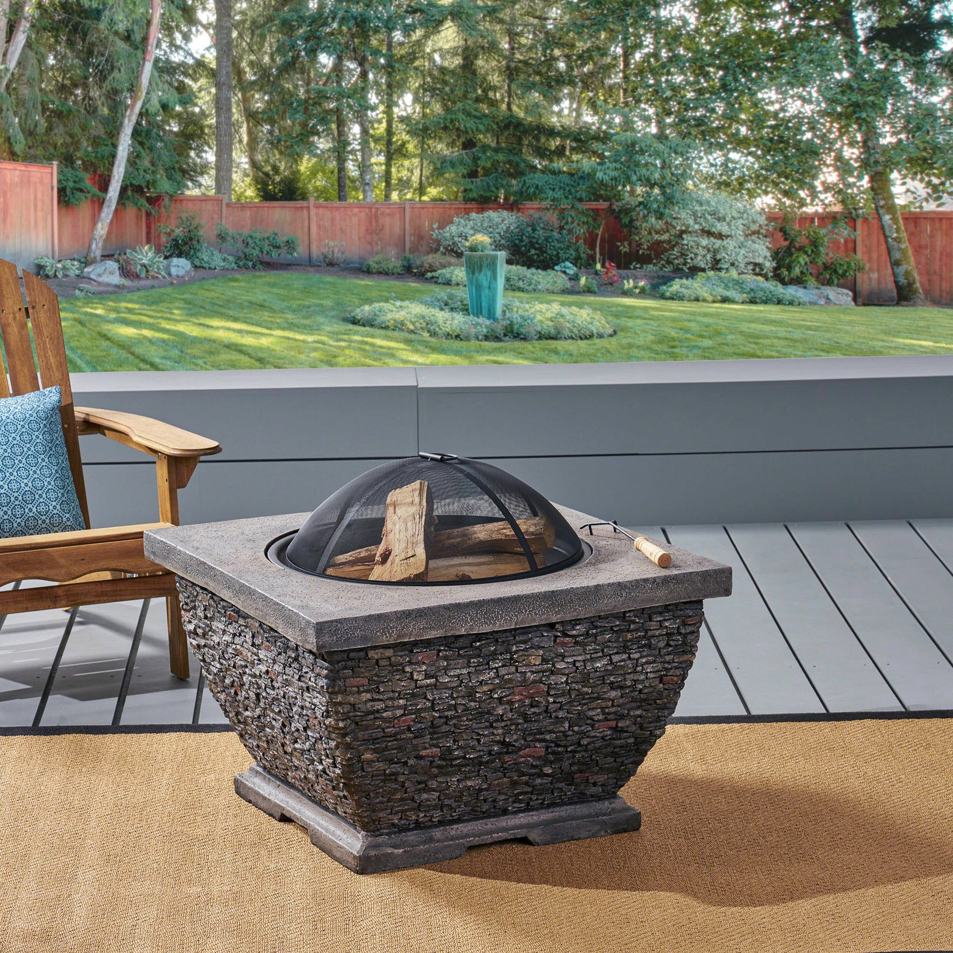 Mgo 32" Wood Burning Fire Pit Grey Magnesium Oxide