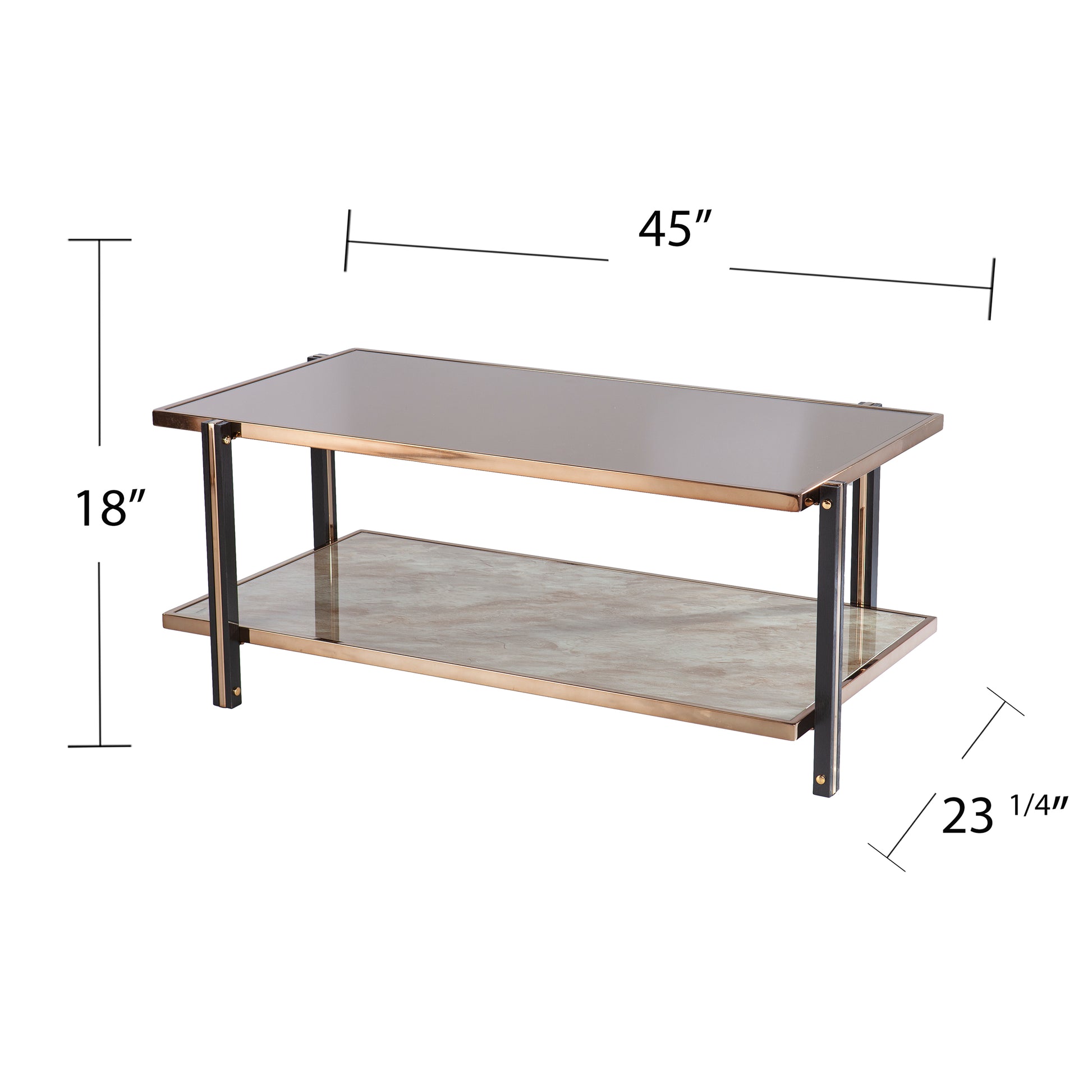 Thornsett Cocktail Table W Mirrored Top Champagne Mdf