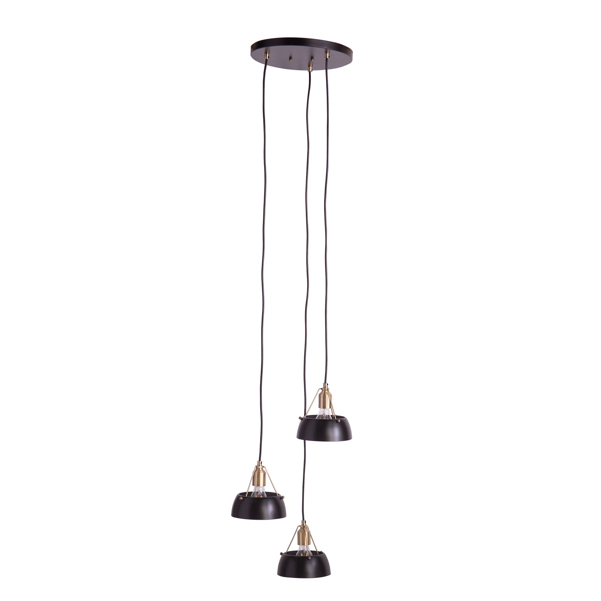 Renmarco Contemporary 3 Light Cluster Pendant Black Iron