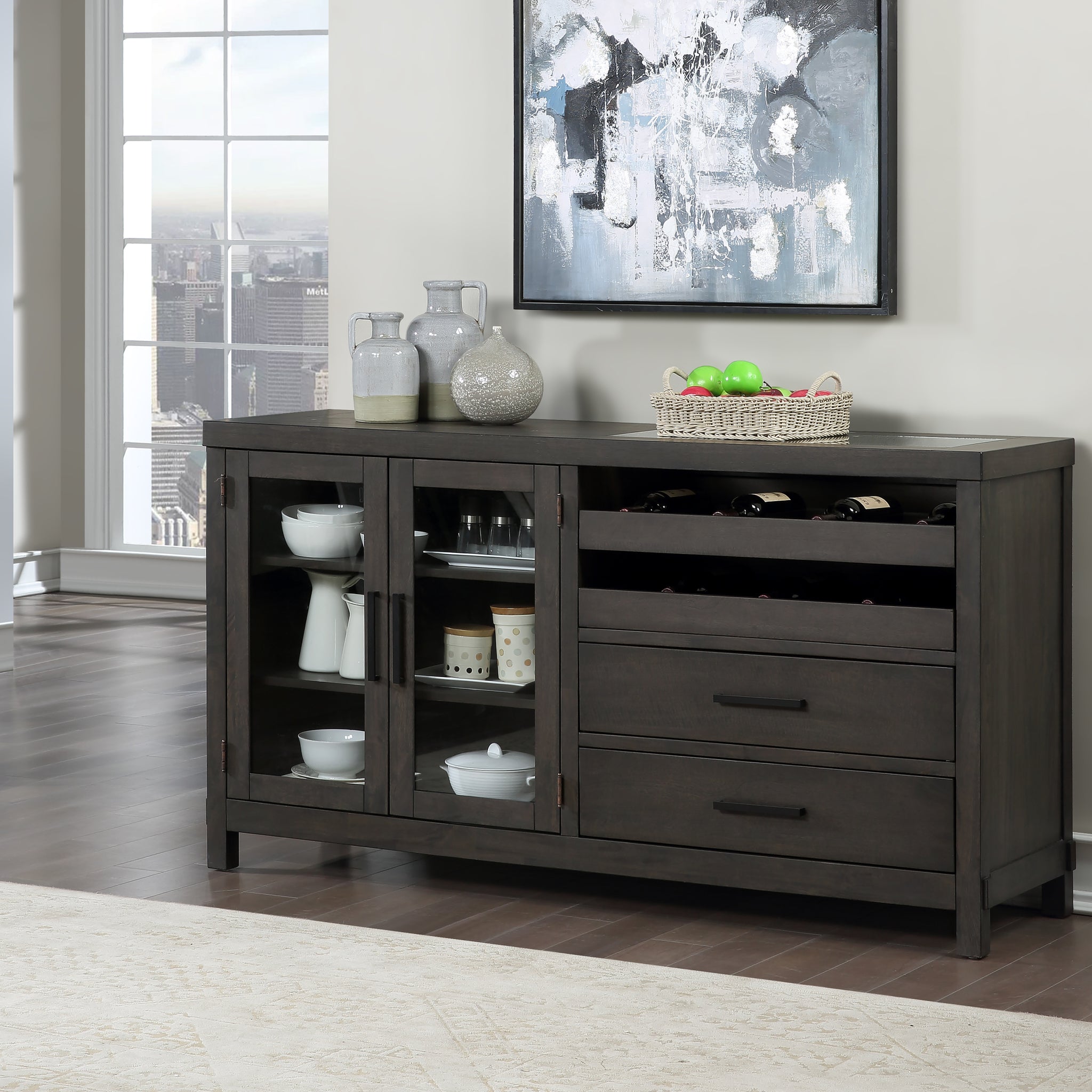 Napa Server Brown - Dark Brown Wood