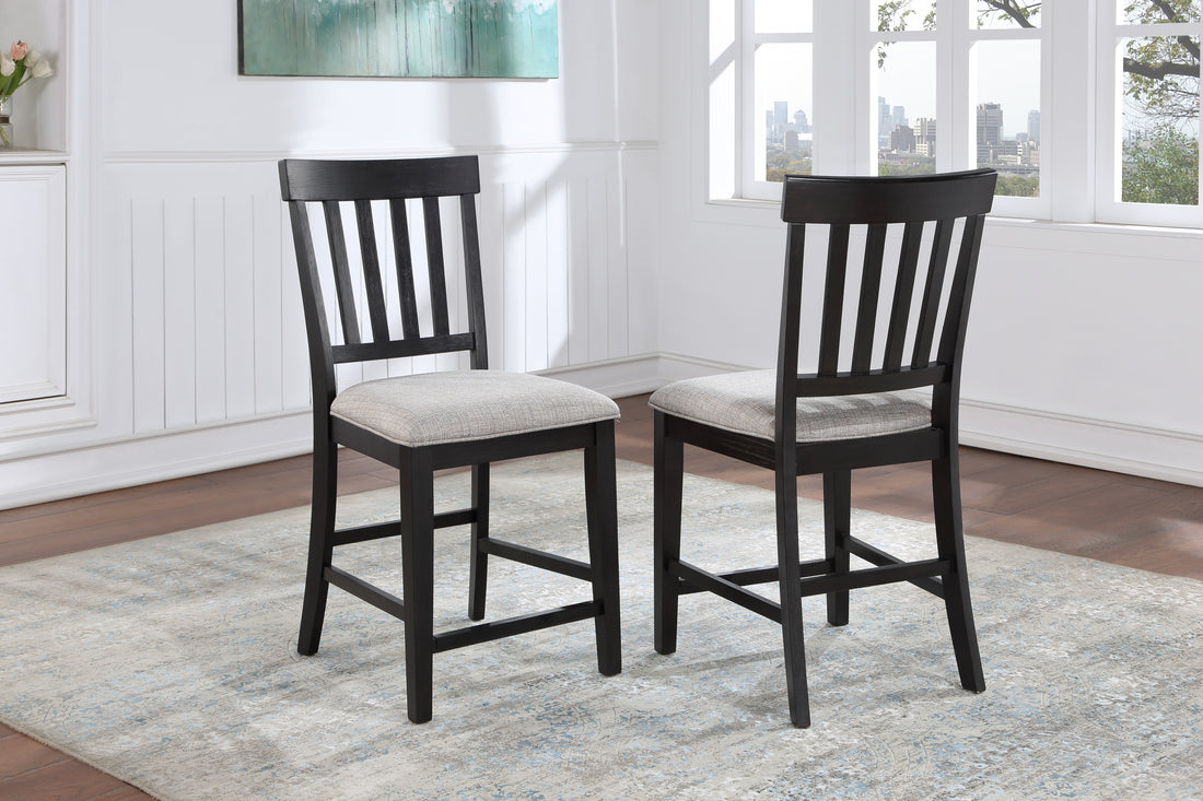 Halle Counter Chair Set Of 2 Dark Brown Dark Brown Wood