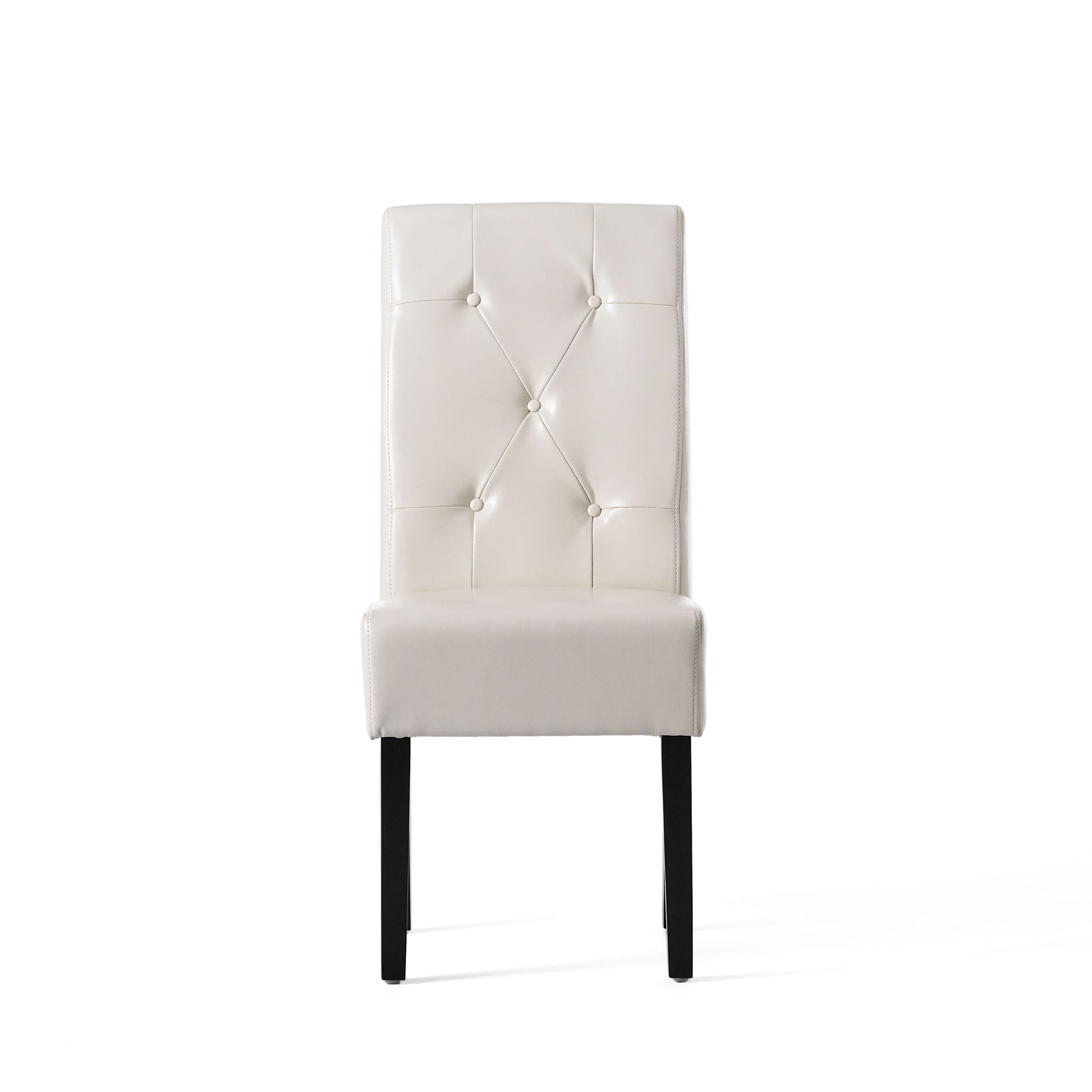 Carter 5 Tuft Kd Dining Chair Ivory Bonded Leather