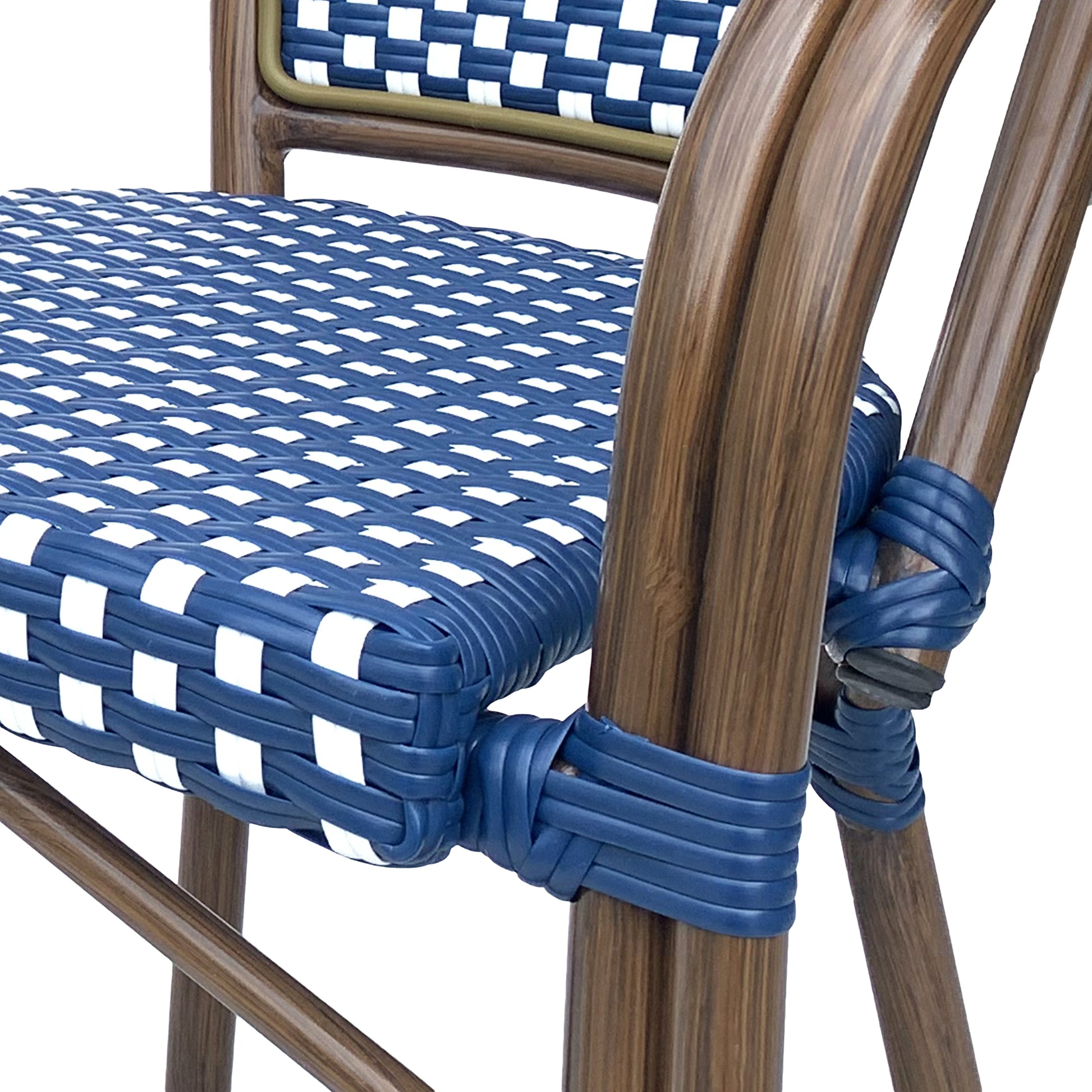 Bistro Chair White Navy Rattan