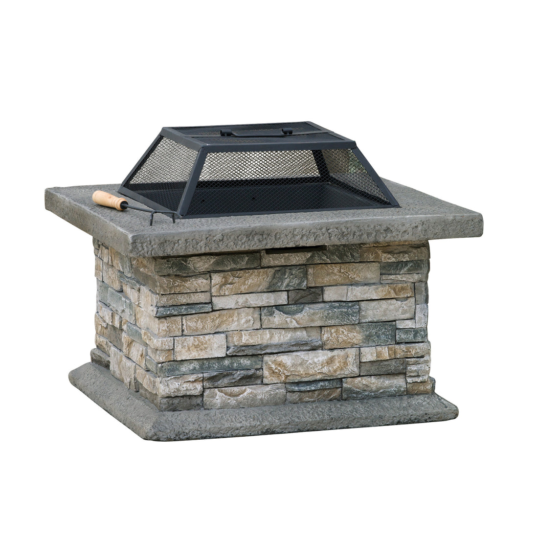 28" Square Mgo Fire Pit Stone Gray Magnesium Oxide