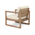 Outdoor Acacia Wood Club Chair With Cushions, Brown And Beige, 29.5'' D X 27.5'' W X 31.5'' H Brown Beige Acacia Wood