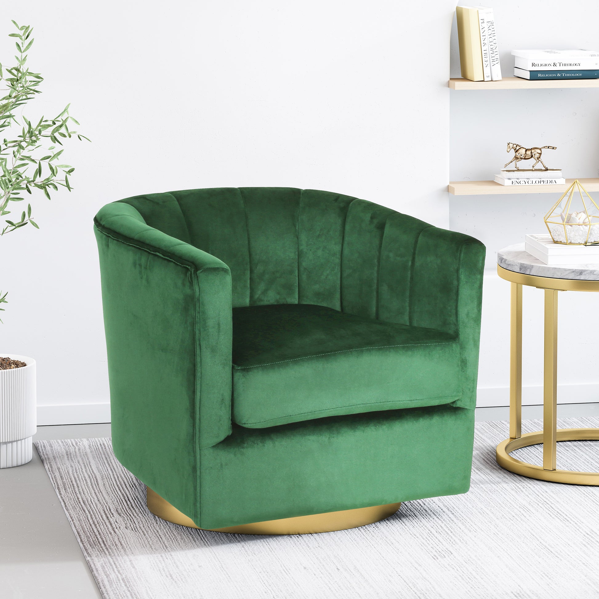 Swivel Arm Chair Emerald Velvet