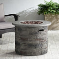 Hoonah 32'' Stone Circular Mgo Fire Pit W Grey Top 40,000 Btu Stone Gray Magnesium Oxide