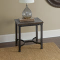 Rustic Square End Table Aged Butcher Block Style Surface, Dark Iron Legs, Distressed Finish Blend With Any D Cor Gray Metal