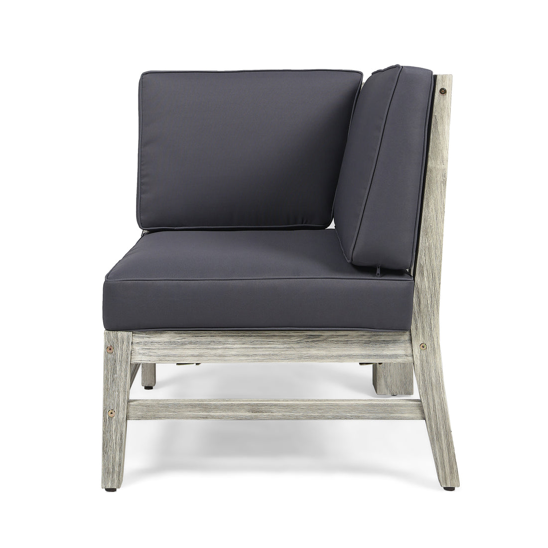 Perla Corner Chair, Grey Dark Grey Acacia Wood