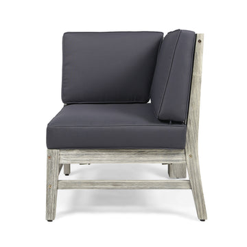 Perla Corner Chair, Grey Dark Grey Acacia Wood