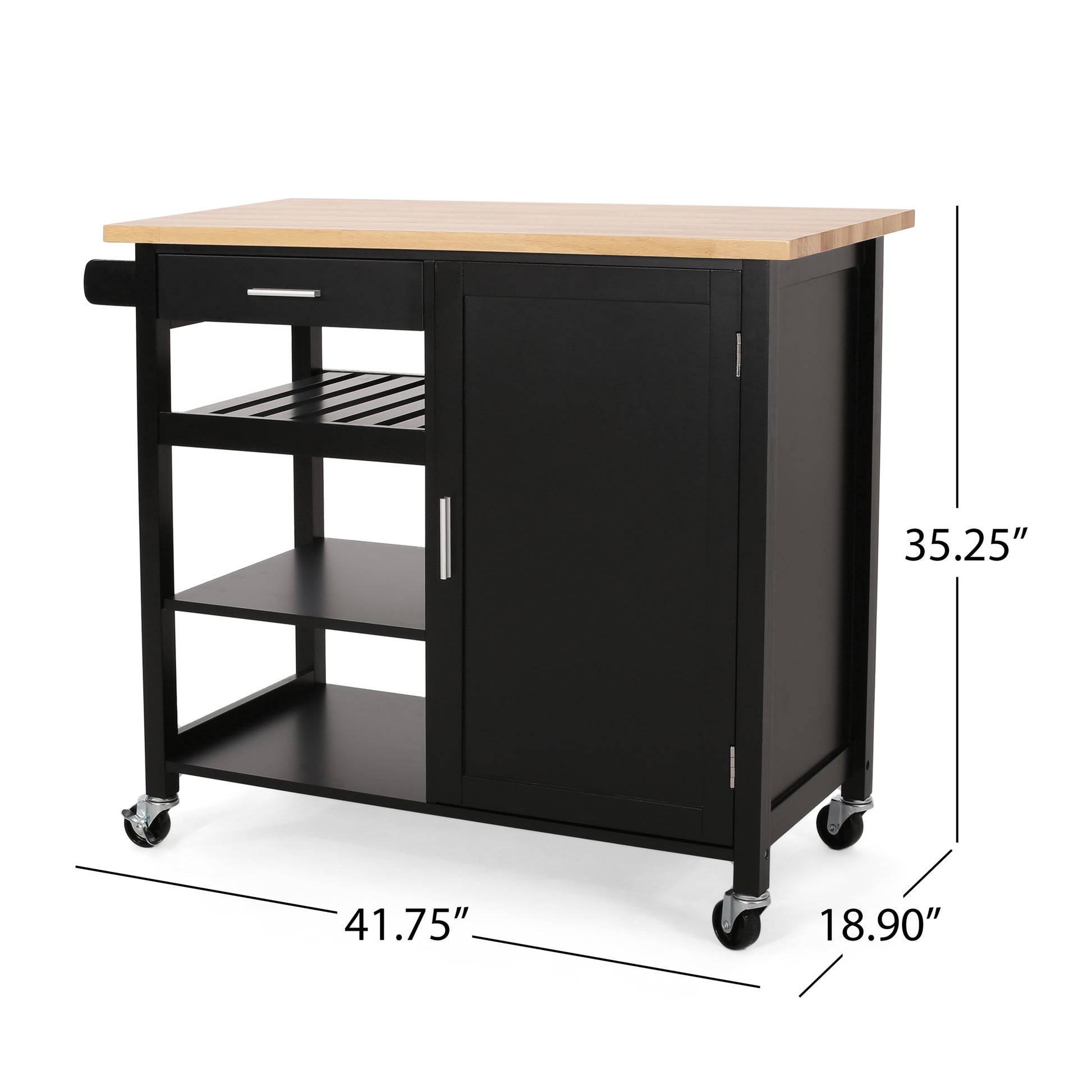 Kitchen Cart Black Wood