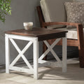 Farmhouse End Table - Brown White Wood