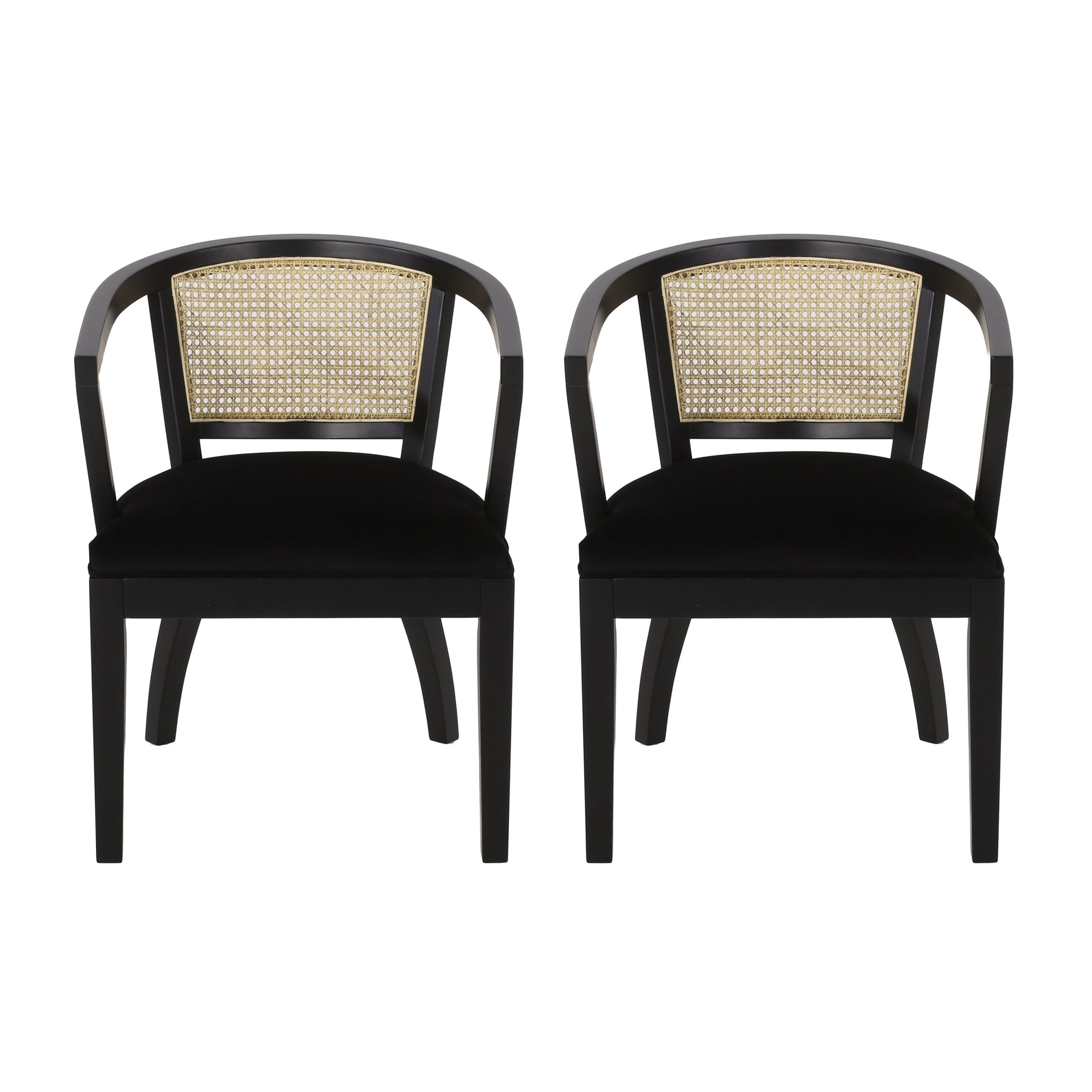 Dining Chair Set Of 2 Black Velvet