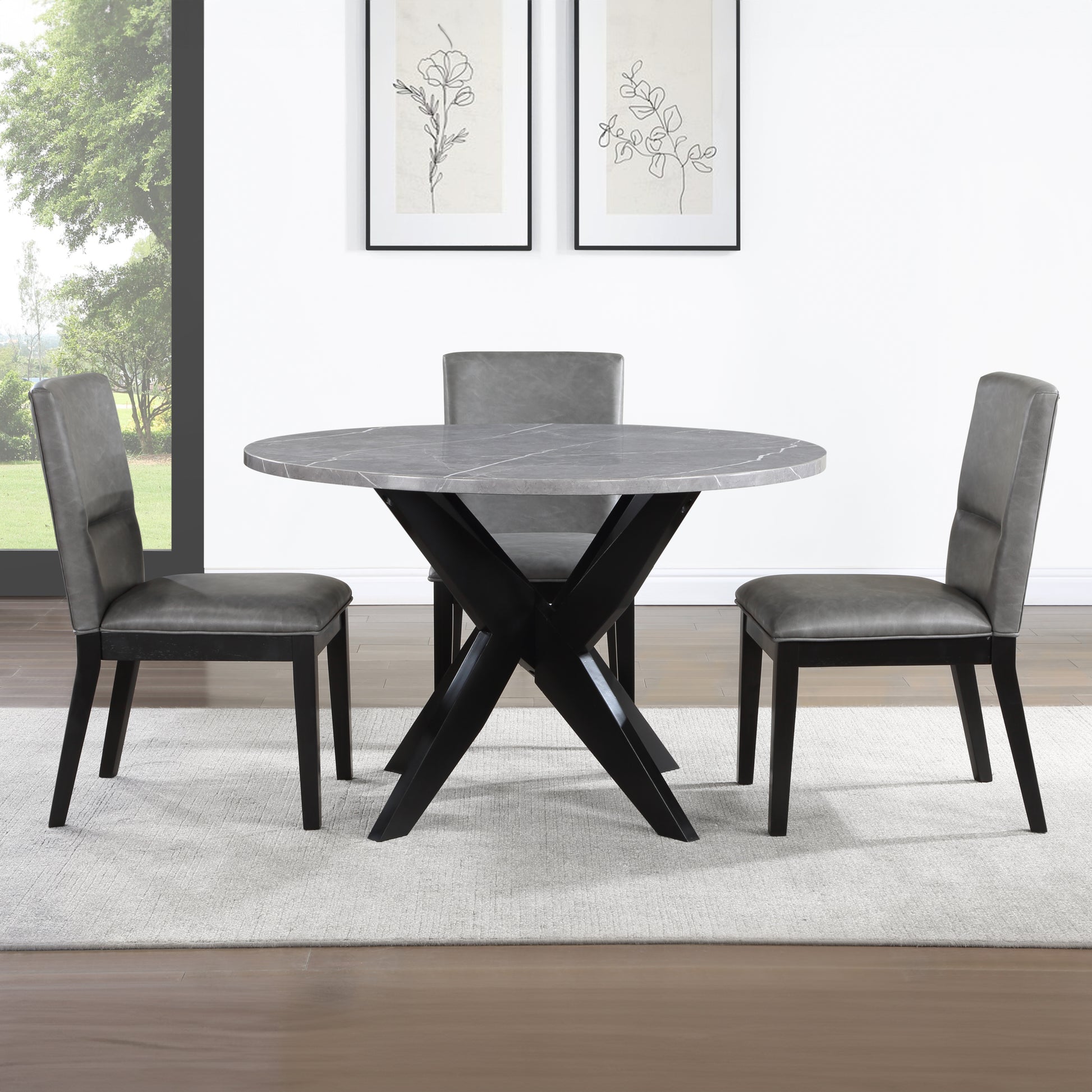 Amy 5 Piece Dining Set Gray Gray Wood