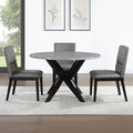 Amy Round Faux Marble Dining Table Gray Gray Wood