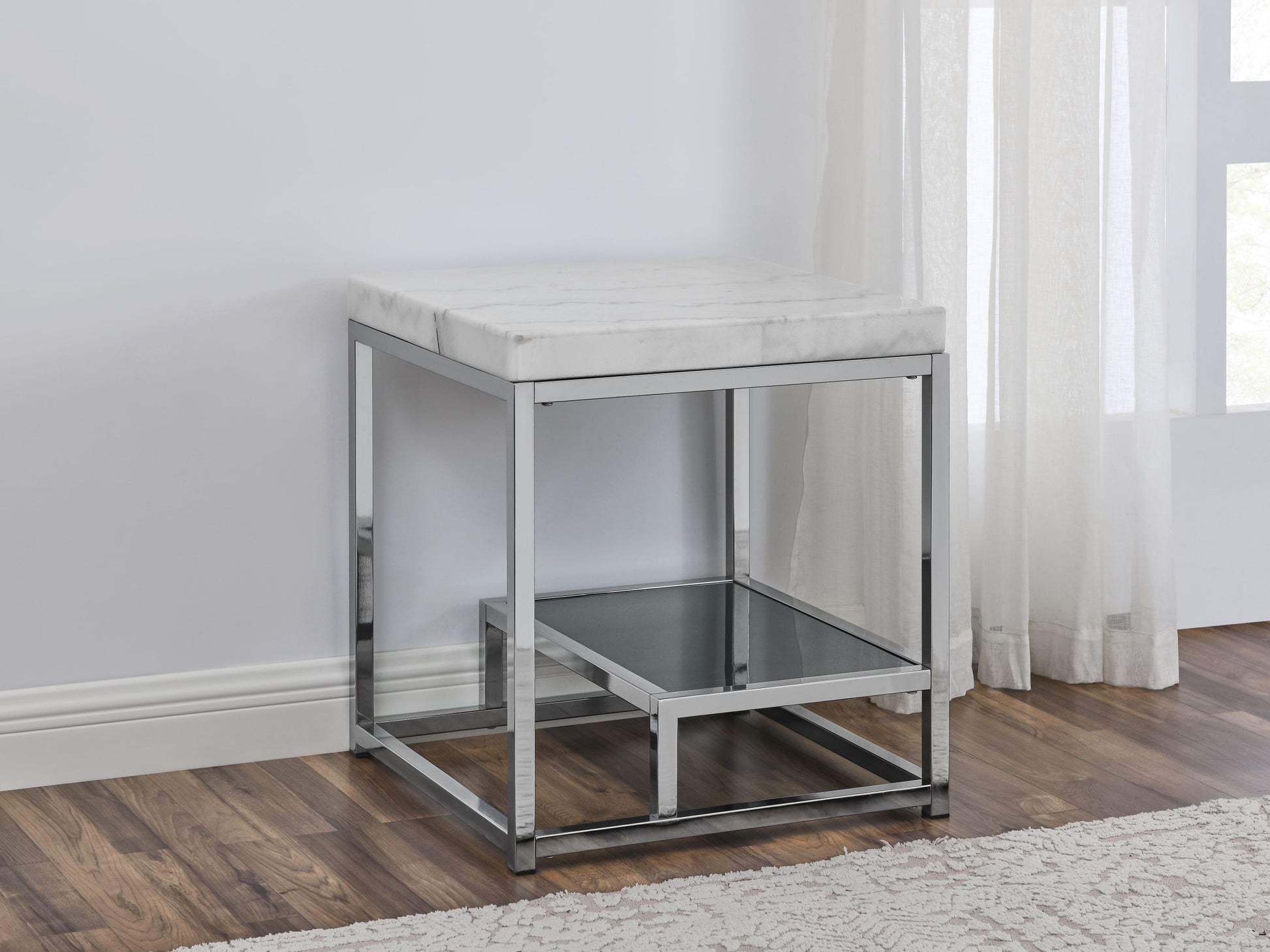 Aston White Marble Top End Table White White Marble