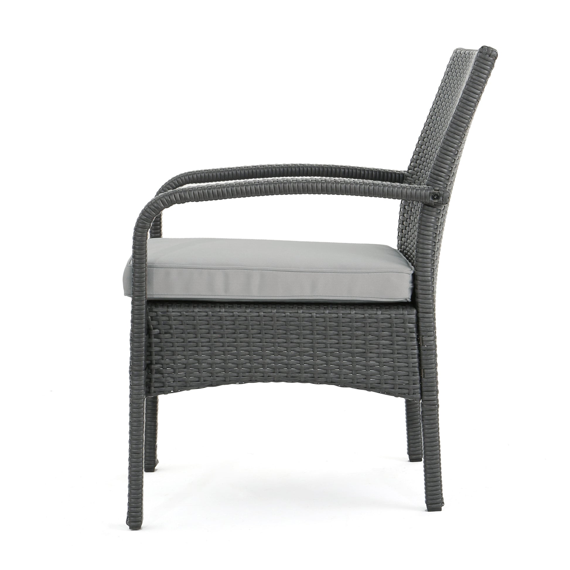 Cordoba Kd Wicker 4 Pc Chat Set Grey Pe Rattan Iron Waterproof Fabric