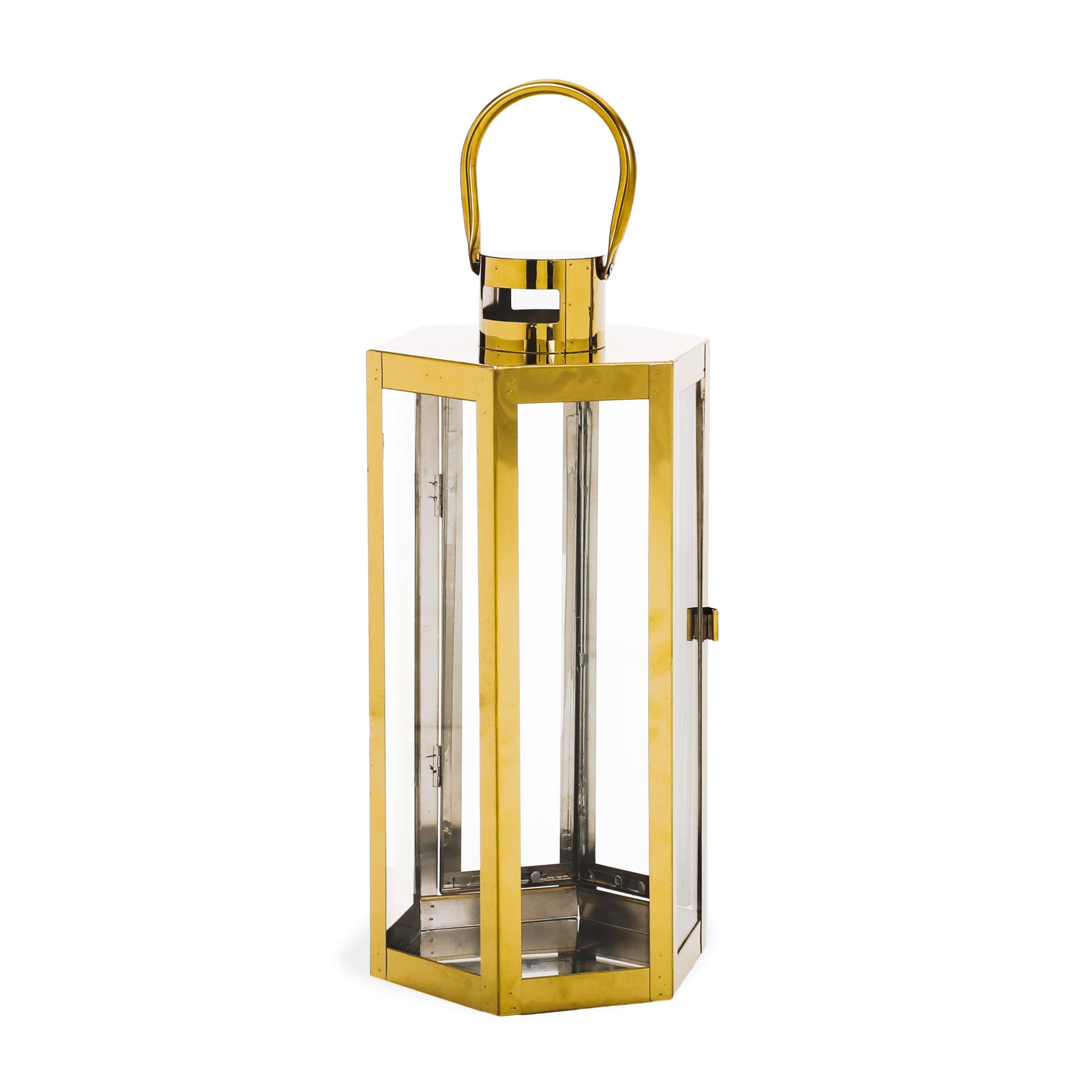 Frank 16"H Stainless Steel Lantern Gold Stainless Steel