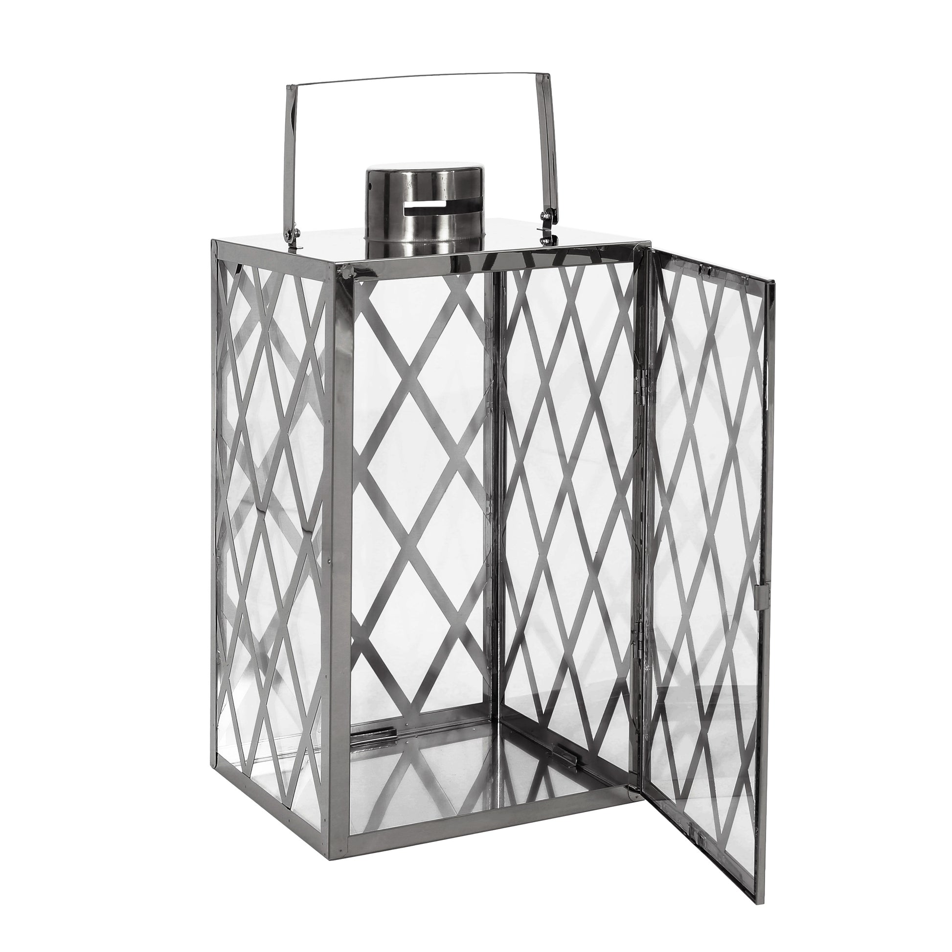 Anton 18"H Stainless Steel Lantern Silver Stainless Steel