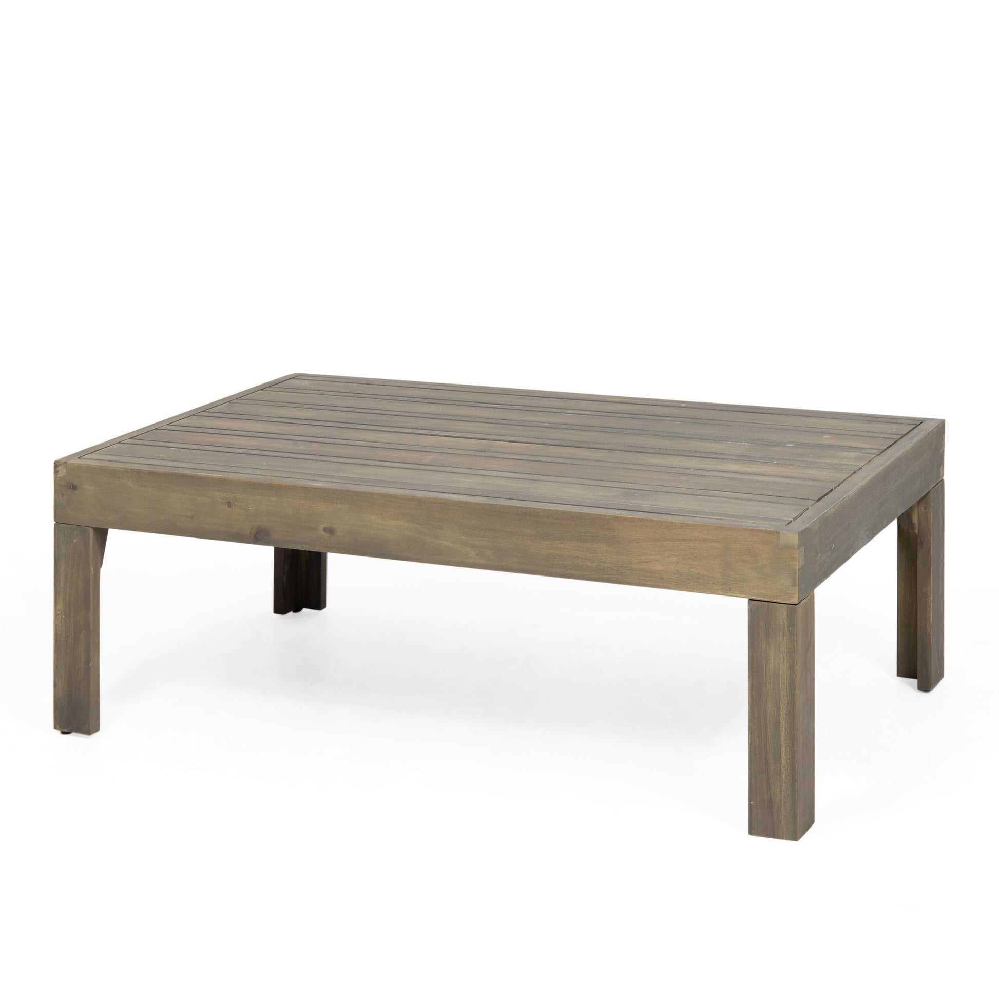 Outdoor Acacia Wood And Wicker Loveseat And Coffee Table Set With Cushions, Gray Mixed Gray Dark Gray Gray Acacia Wood