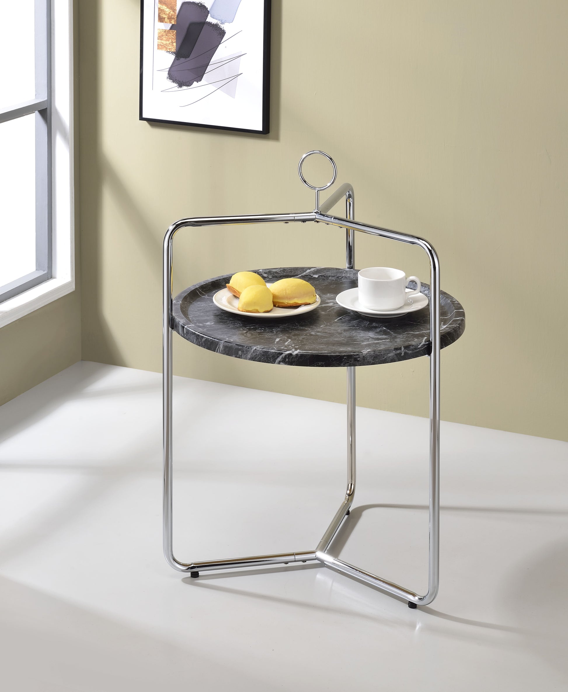 Miro Side Table Black Silver Black Iron