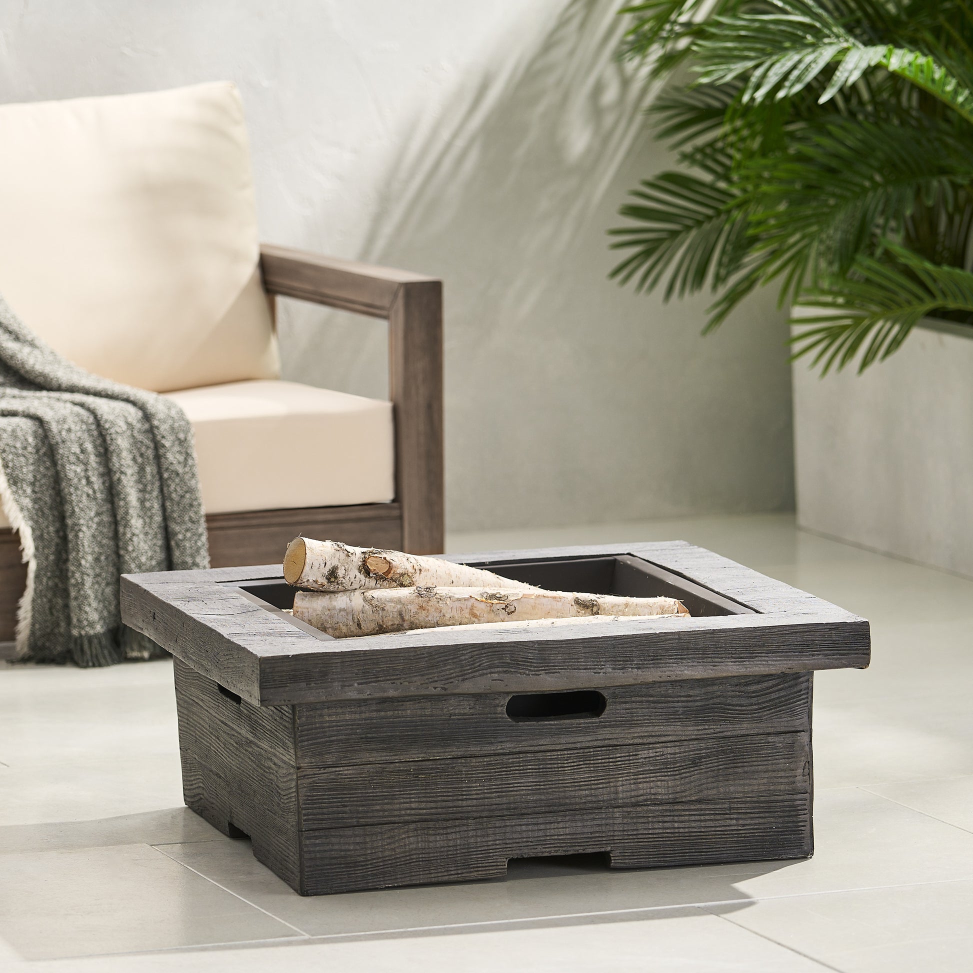 Mgo 29 Square Wood Burning Fire Pit Grey Magnesium Oxide