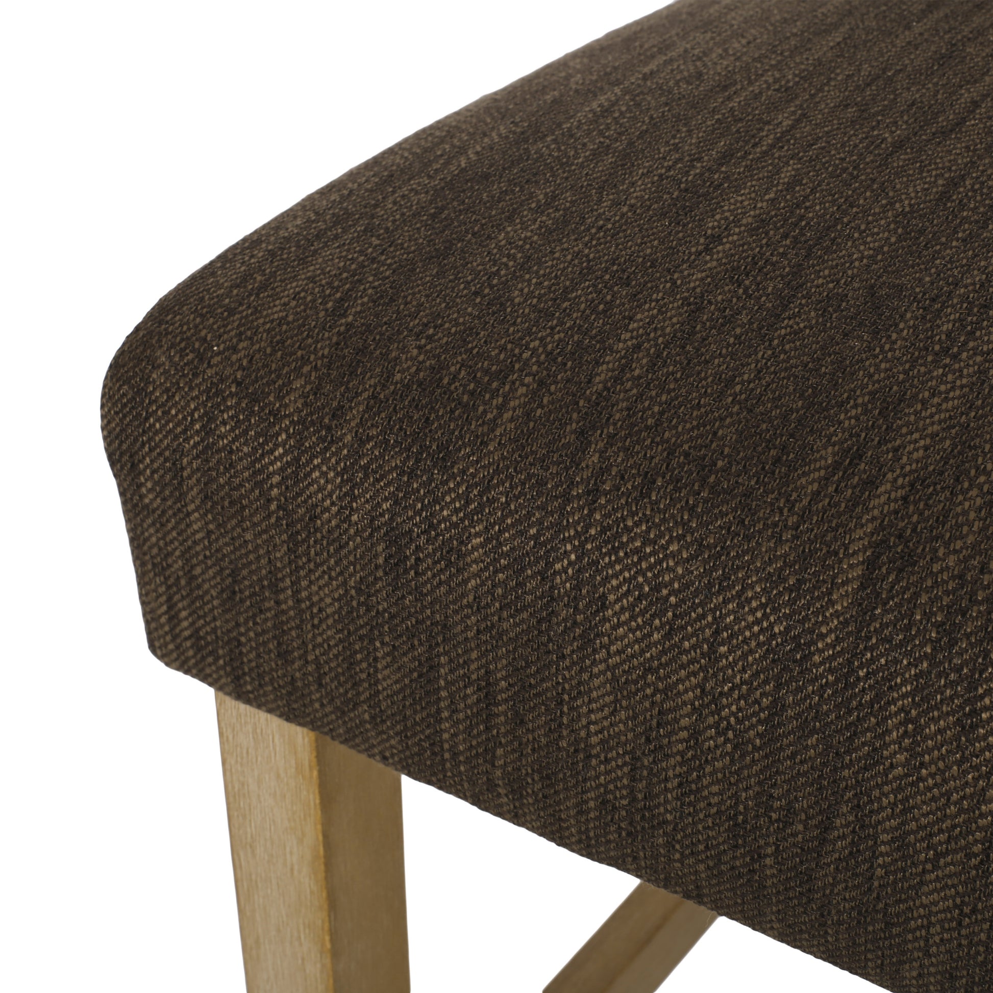 Contemporary Fabric Button Tufted 26 Inch Counter Stools, Set Of 2, Brown Brown Fabric