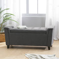 Alden Armed Storage Bench Gray Fabric