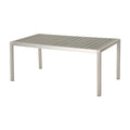 Coral Outdoor Aluminum Dining Table With Faux Wood Top, Gray Finish,Grey Grey Silver Wood