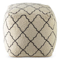 Lattice Square Pouf Beige Beige Fabric