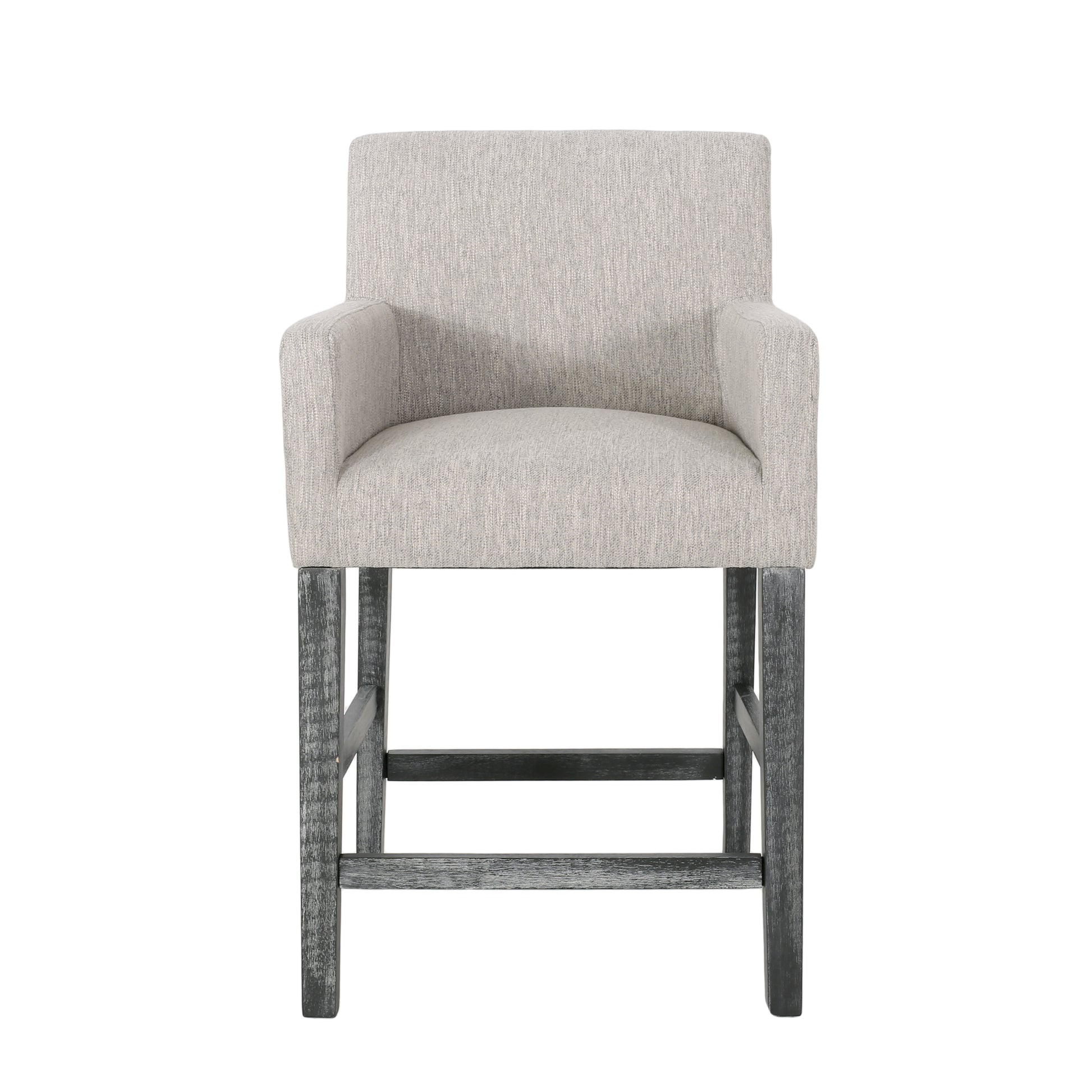 Upholstered 26 Inch Counter Stool Light Gray Gray Light Grey Fabric