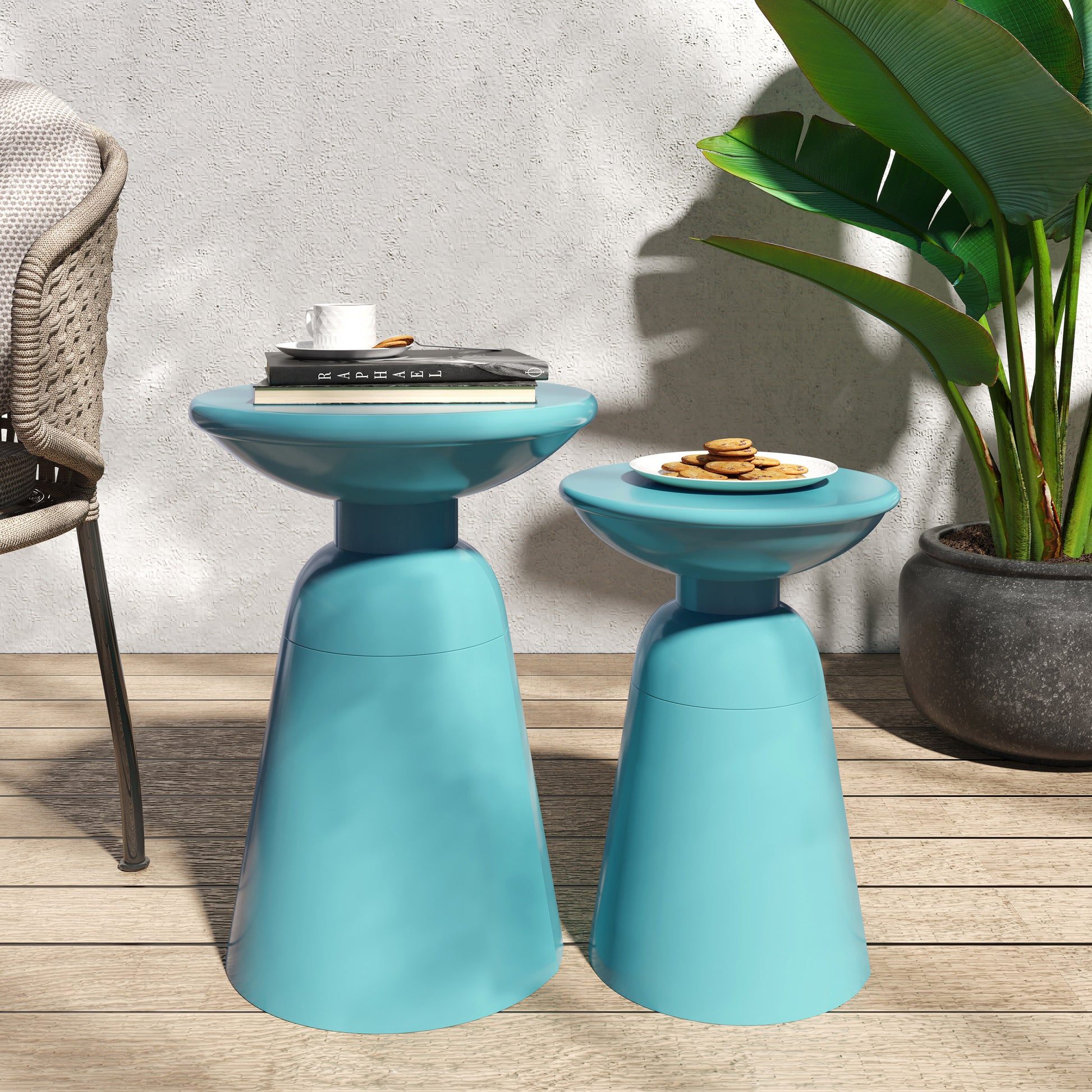 Metal S 2 End Table Teal Iron