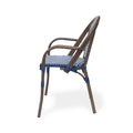 Bistro Chair White Navy Rattan