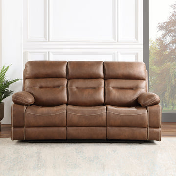 Rudger Manual Reclining Sofa Brown Dark Brown Wood 3 Seat