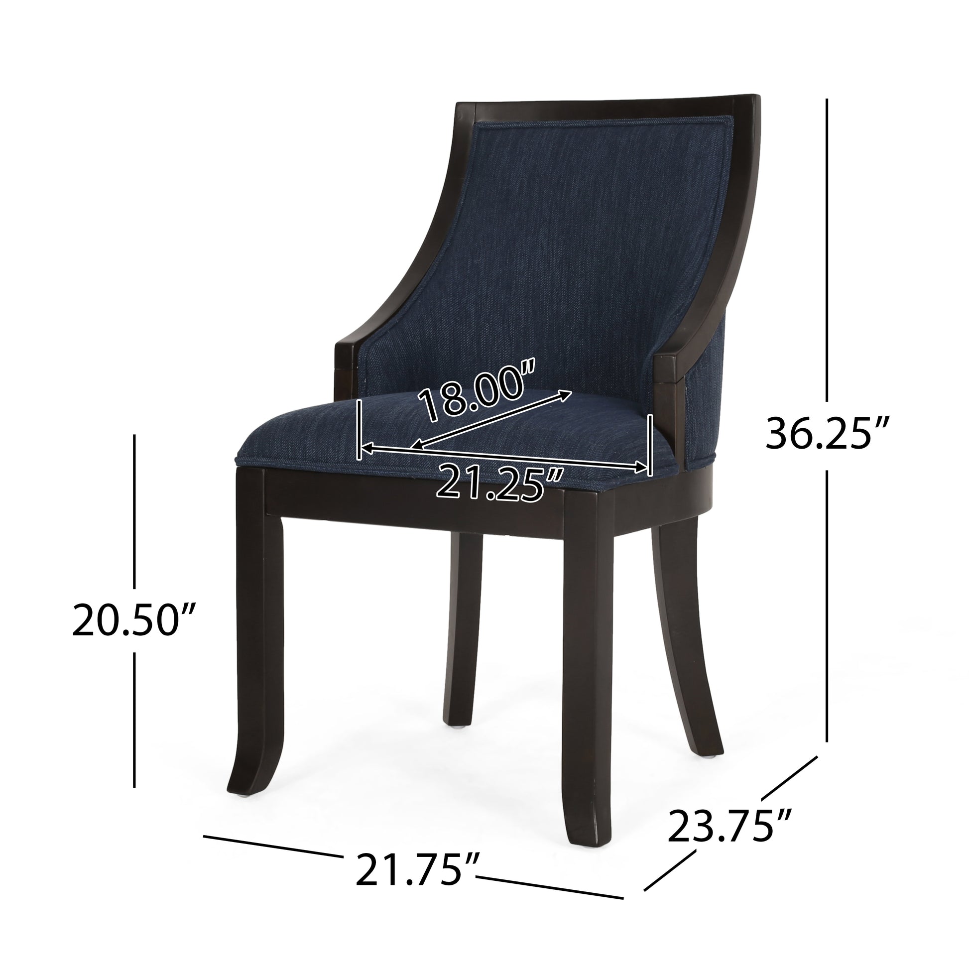 Dinning Chair Mp2 Set Of 2 Navy Blue Wood Fabric