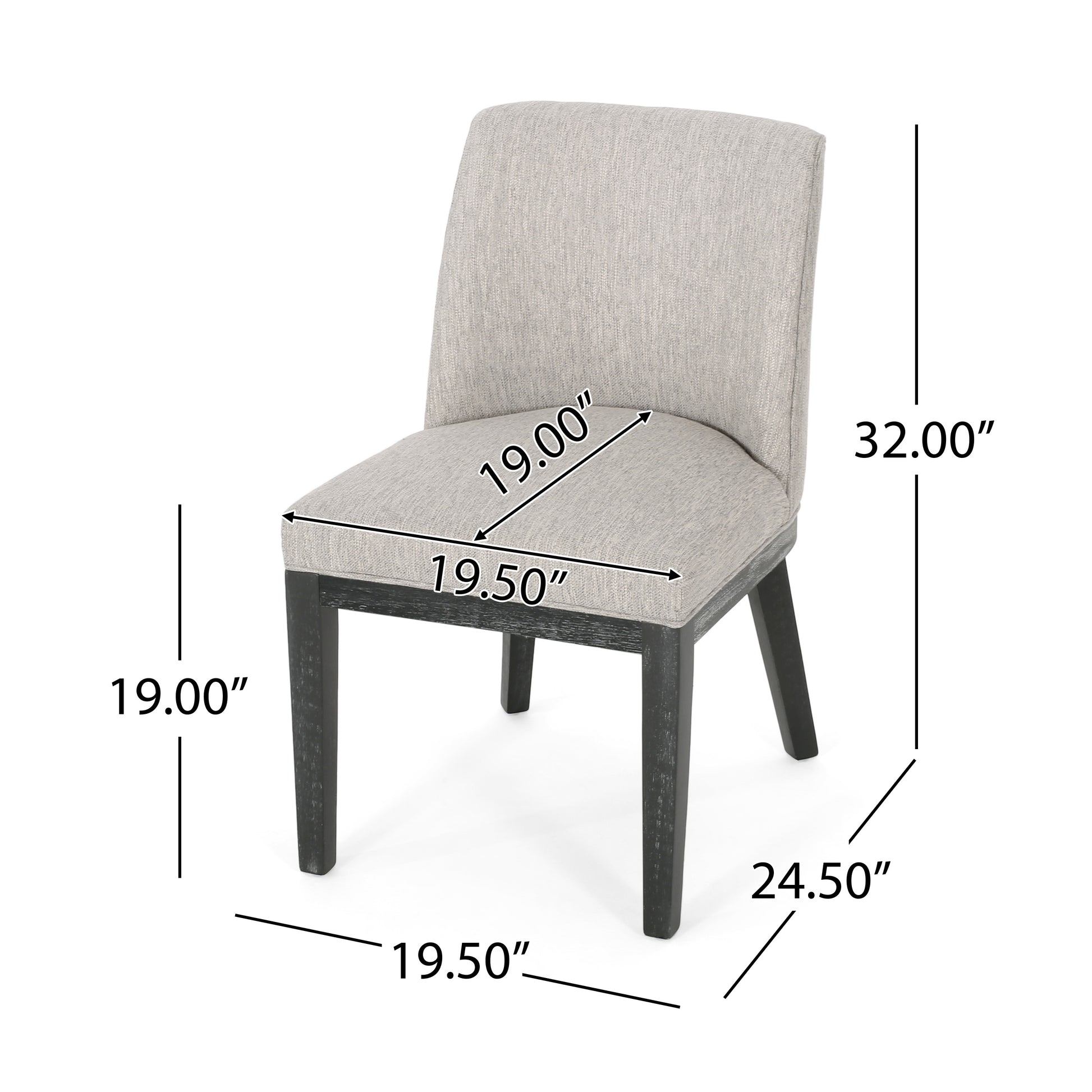 Dining Chair Mp2 Set Of 2 Light Grey Fabric