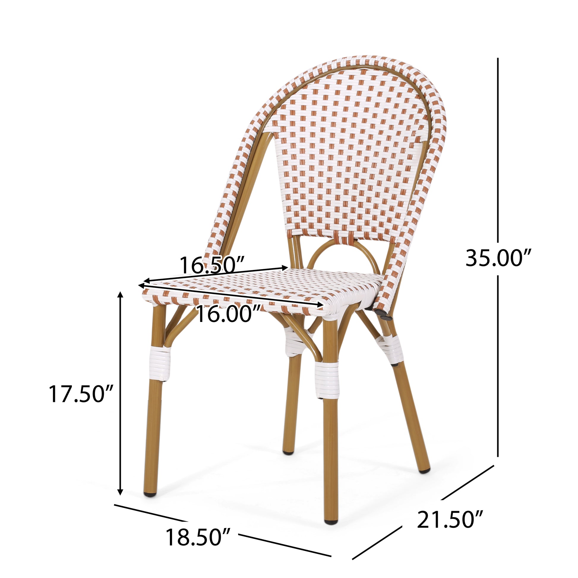 French Bistro Chair Brown White Rattan