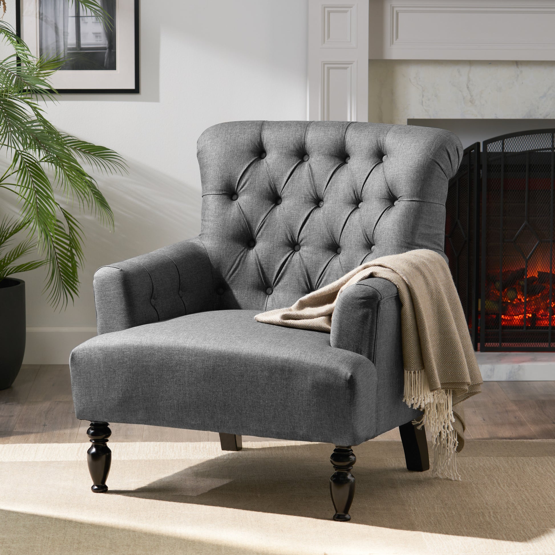 Club Chair Dark Gray Fabric