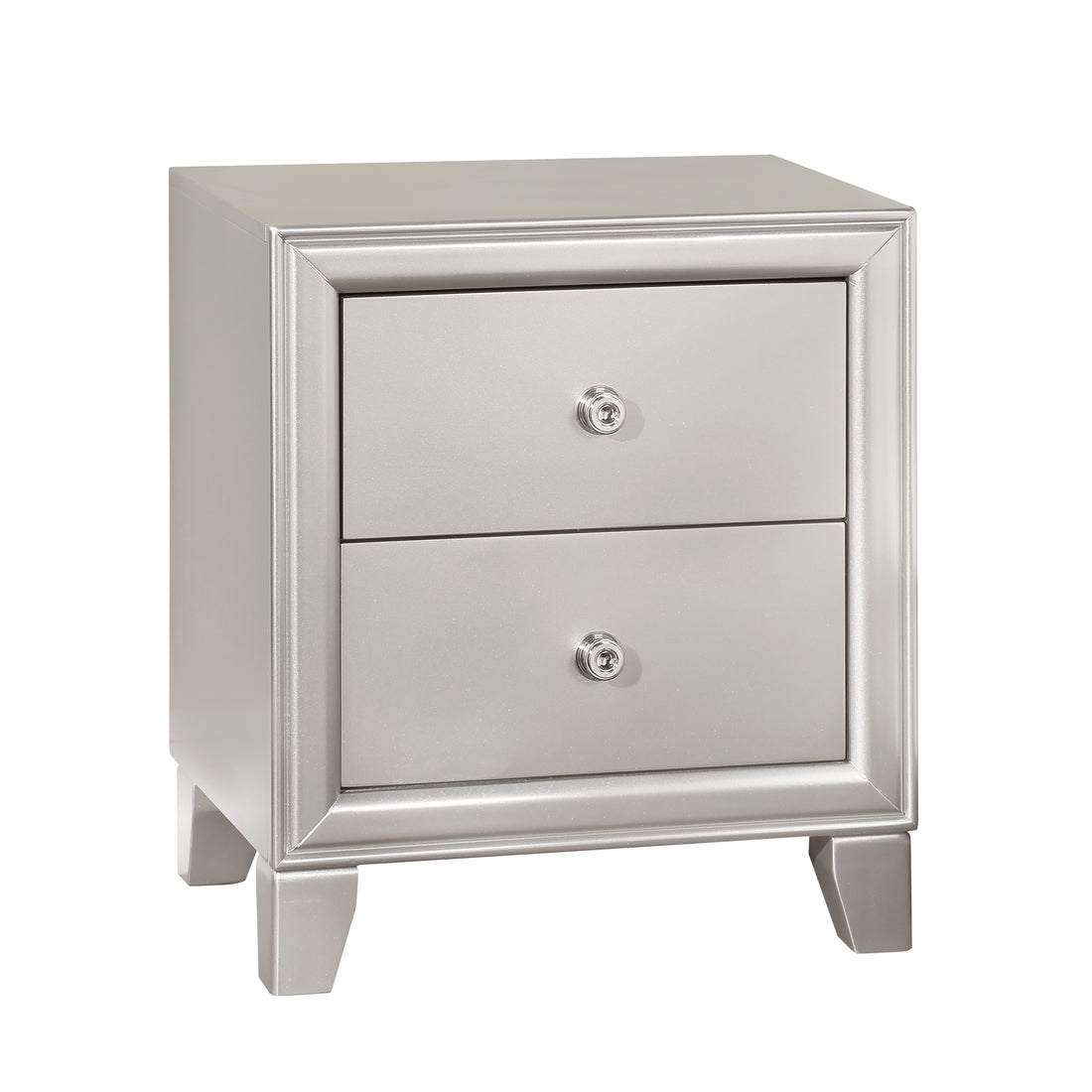 Omni Nightstand Pearl Silver Silver White Wood