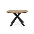 Modern Dinning Table Black Metal & Wood